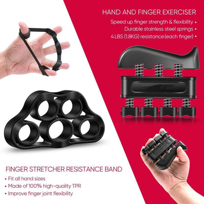 Hand Grip Strengthener Kit ( 5- Pack)- Adjustable Resistance Trainer