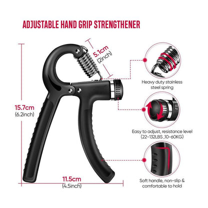 Hand Grip Strengthener Kit ( 5- Pack)- Adjustable Resistance Trainer