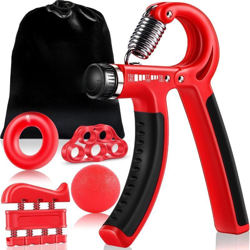 Hand Grip Strengthener Kit ( 5- Pack)- Adjustable Resistance Trainer