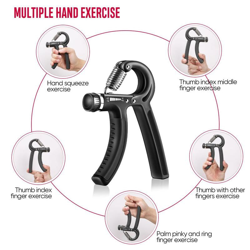 Hand Grip Strengthener Kit ( 5- Pack)- Adjustable Resistance Trainer
